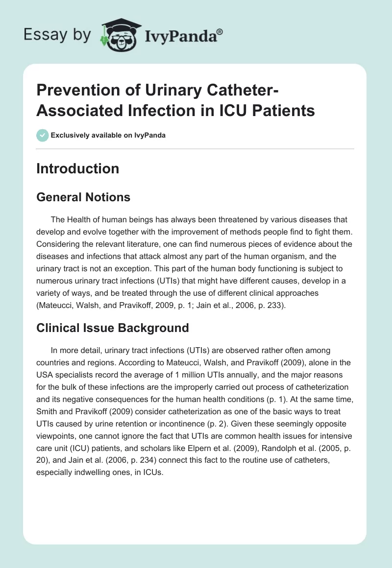 Prevention of Urinary Catheter-Associated Infection in ICU Patients. Page 1