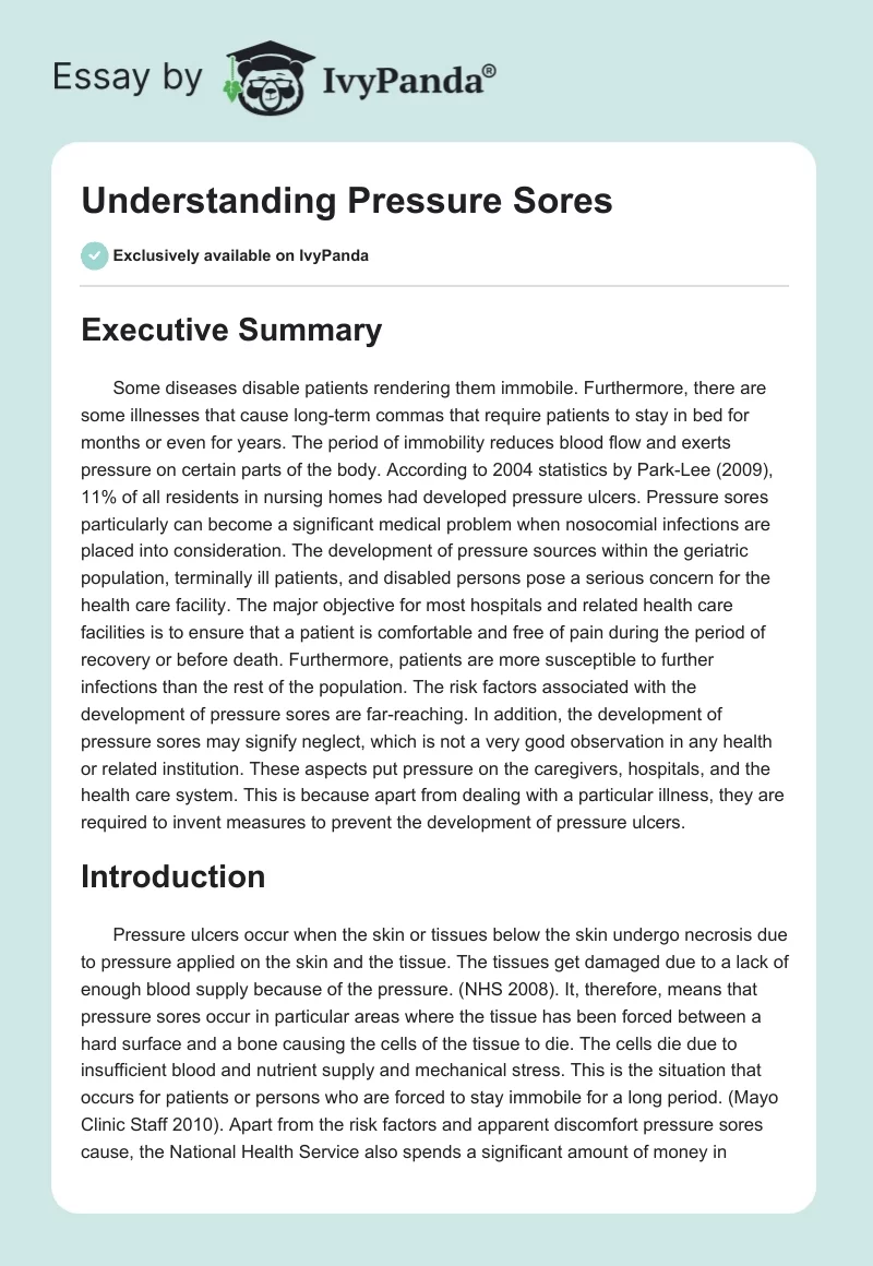 Understanding Pressure Sores. Page 1