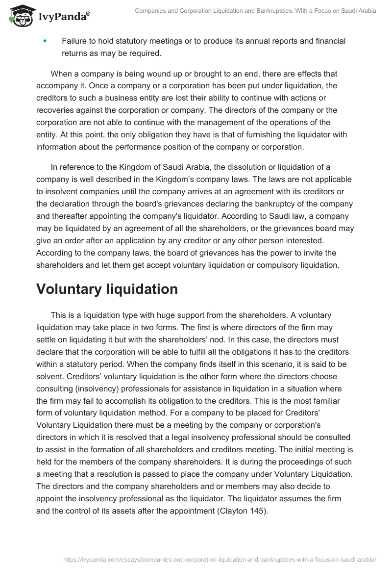 Companies and Corporation Liquidation and Bankruptcies: With a Focus on Saudi Arabia. Page 5
