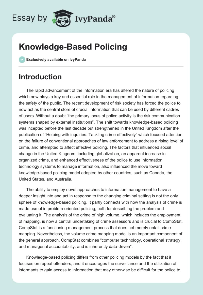 Knowledge-Based Policing. Page 1