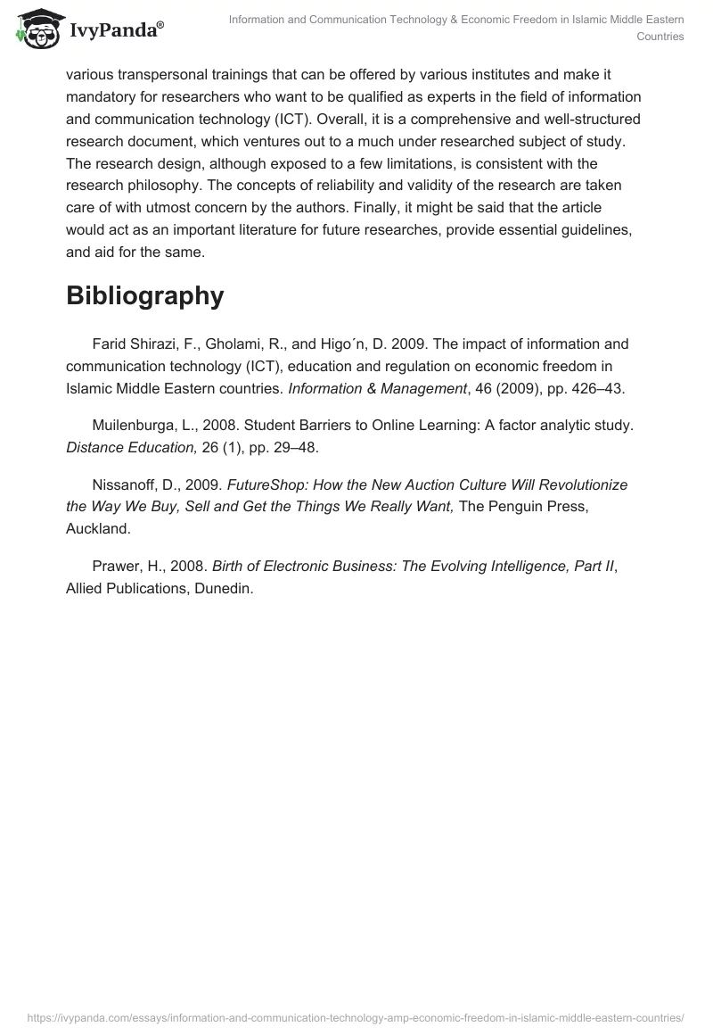 Information and Communication Technology & Economic Freedom in Islamic Middle Eastern Countries. Page 5