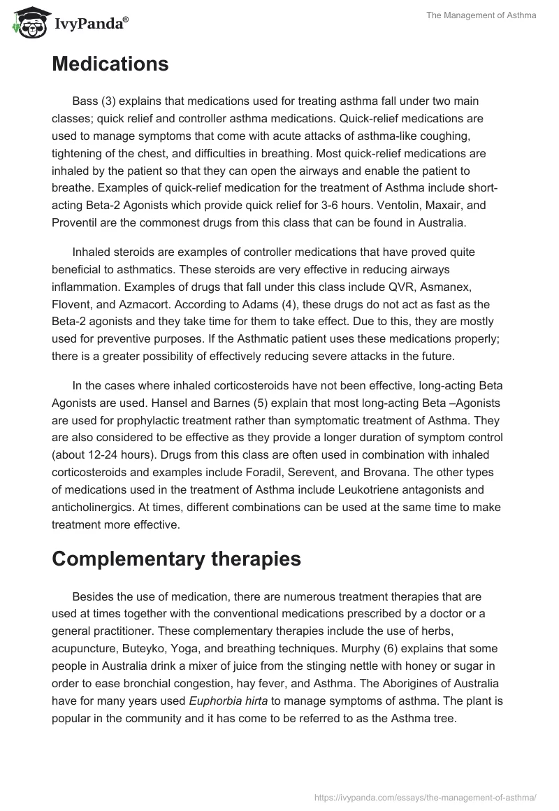The Management of Asthma. Page 2
