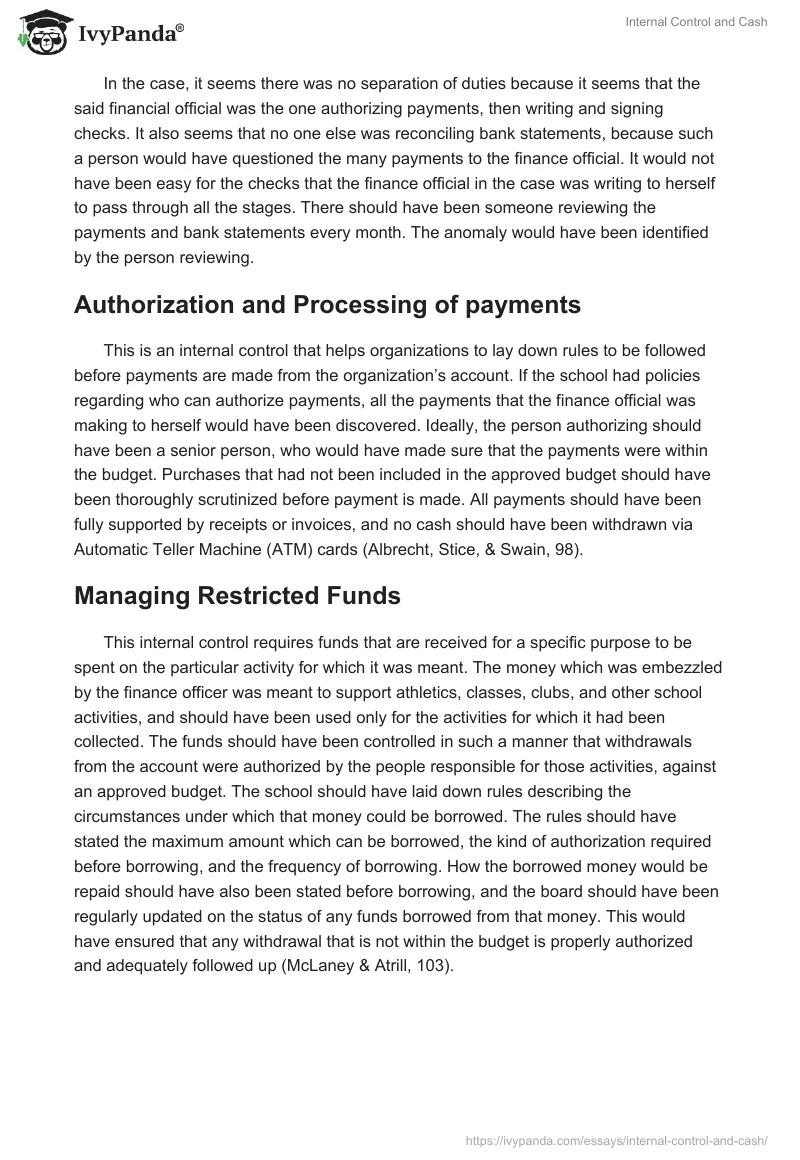 Internal Control and Cash. Page 2