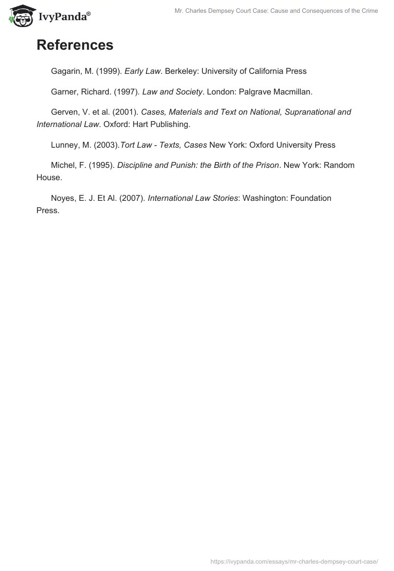 Mr. Charles Dempsey Court Case: Cause and Consequences of the Crime. Page 4