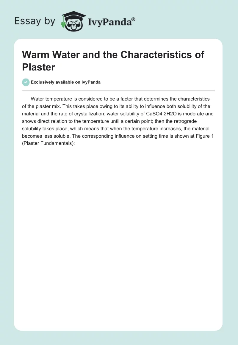 Warm Water and the Characteristics of Plaster. Page 1