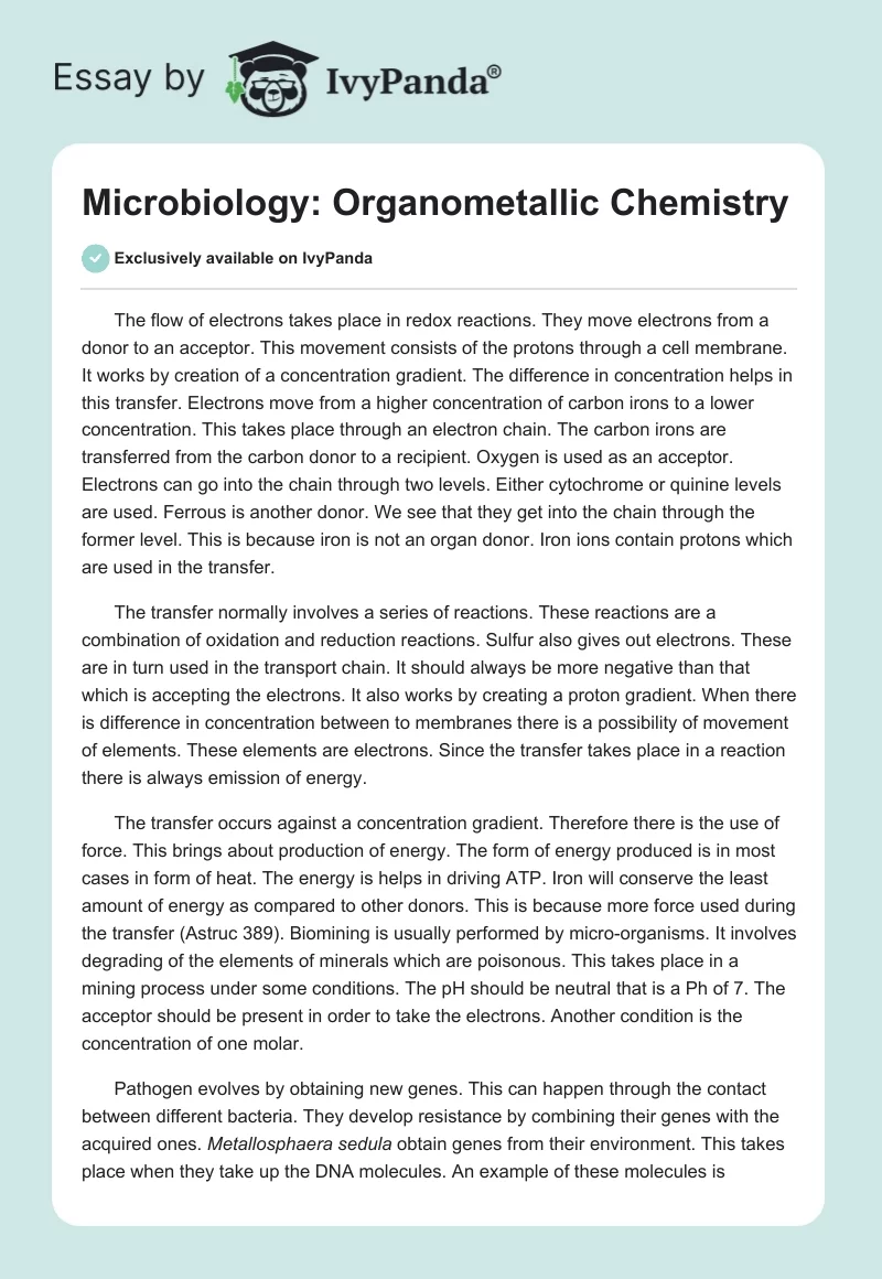 Microbiology: Organometallic Chemistry. Page 1