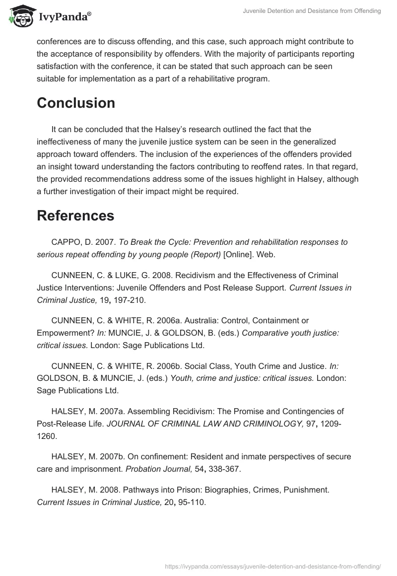 Juvenile Detention and Desistance from Offending. Page 5