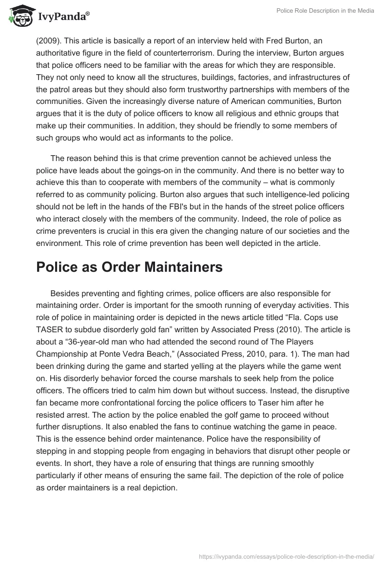Police Role Description in the Media. Page 2