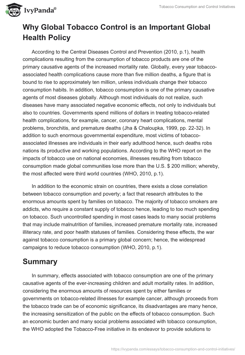 Tobacco Consumption and Control Initiatives. Page 3