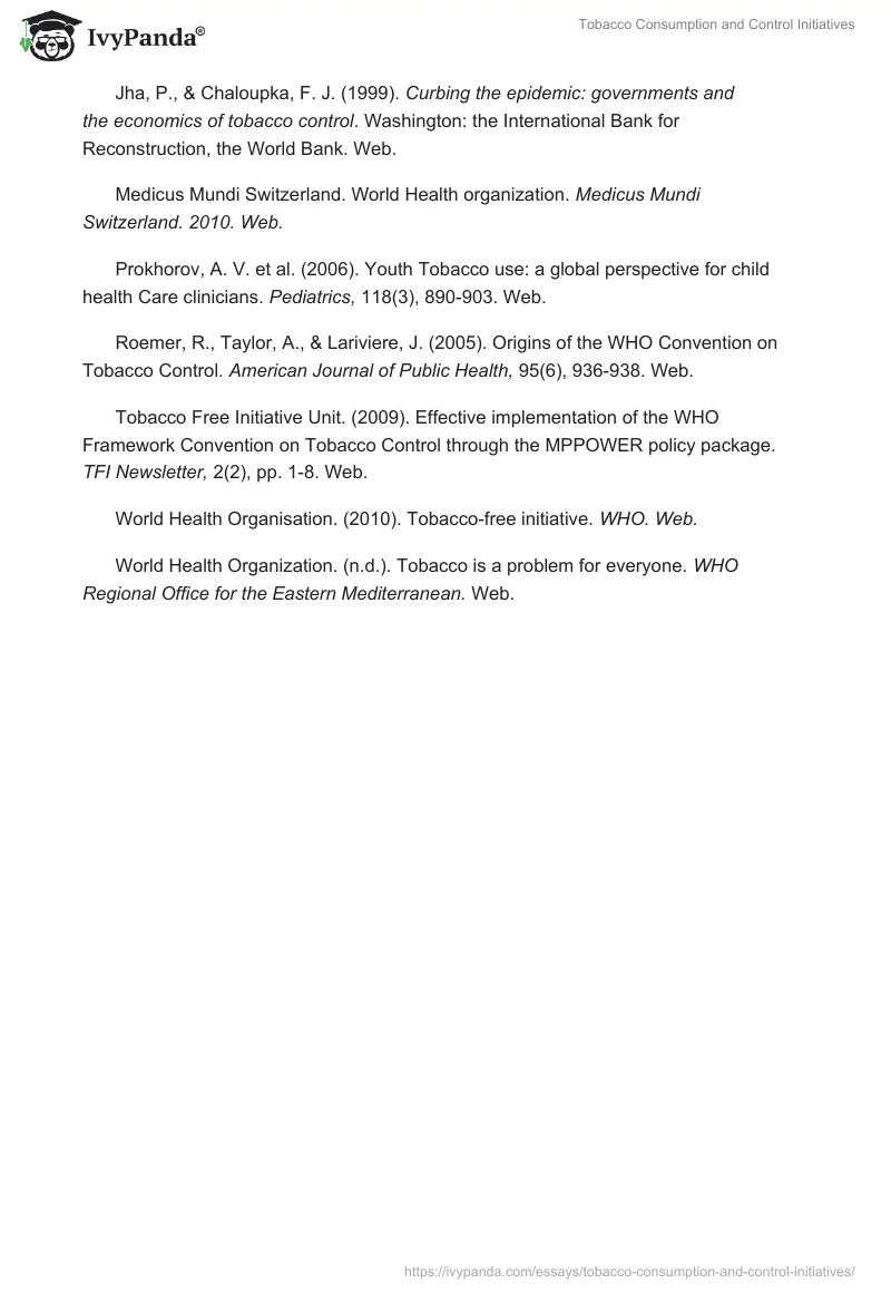 Tobacco Consumption and Control Initiatives. Page 5