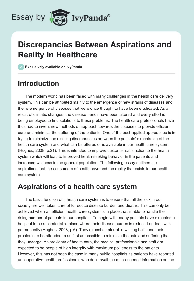 Discrepancies Between Aspirations and Reality in Healthcare. Page 1