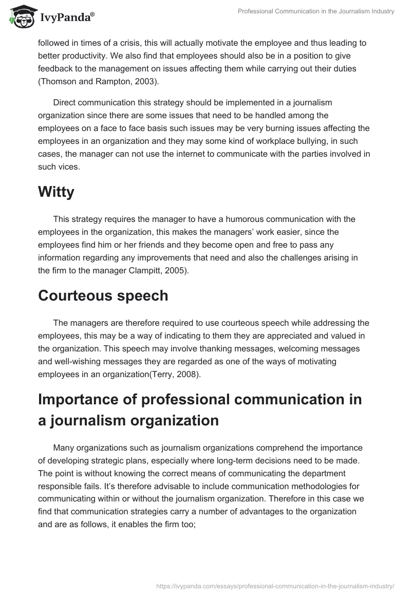 Professional Communication in the Journalism Industry. Page 4