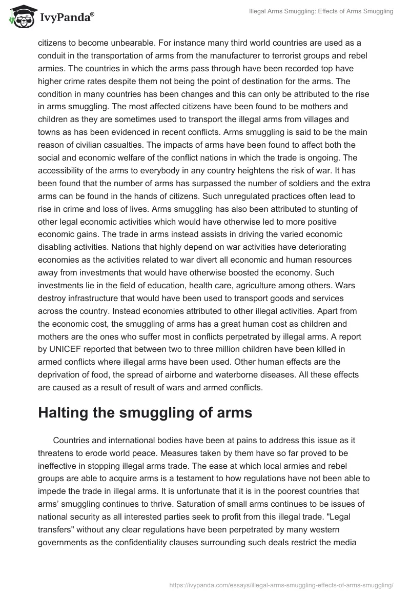 Illegal Arms Smuggling: Effects of Arms Smuggling. Page 4