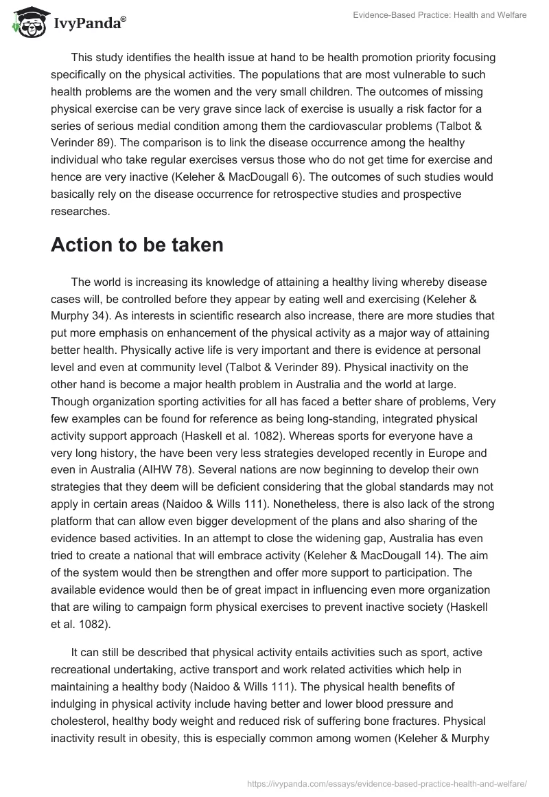 Evidence-Based Practice: Health and Welfare. Page 2