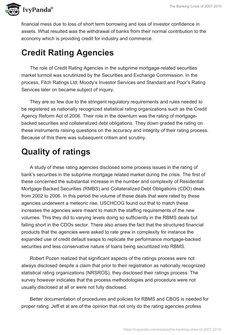 The Banking Crisis of 2007-2010. Page 2