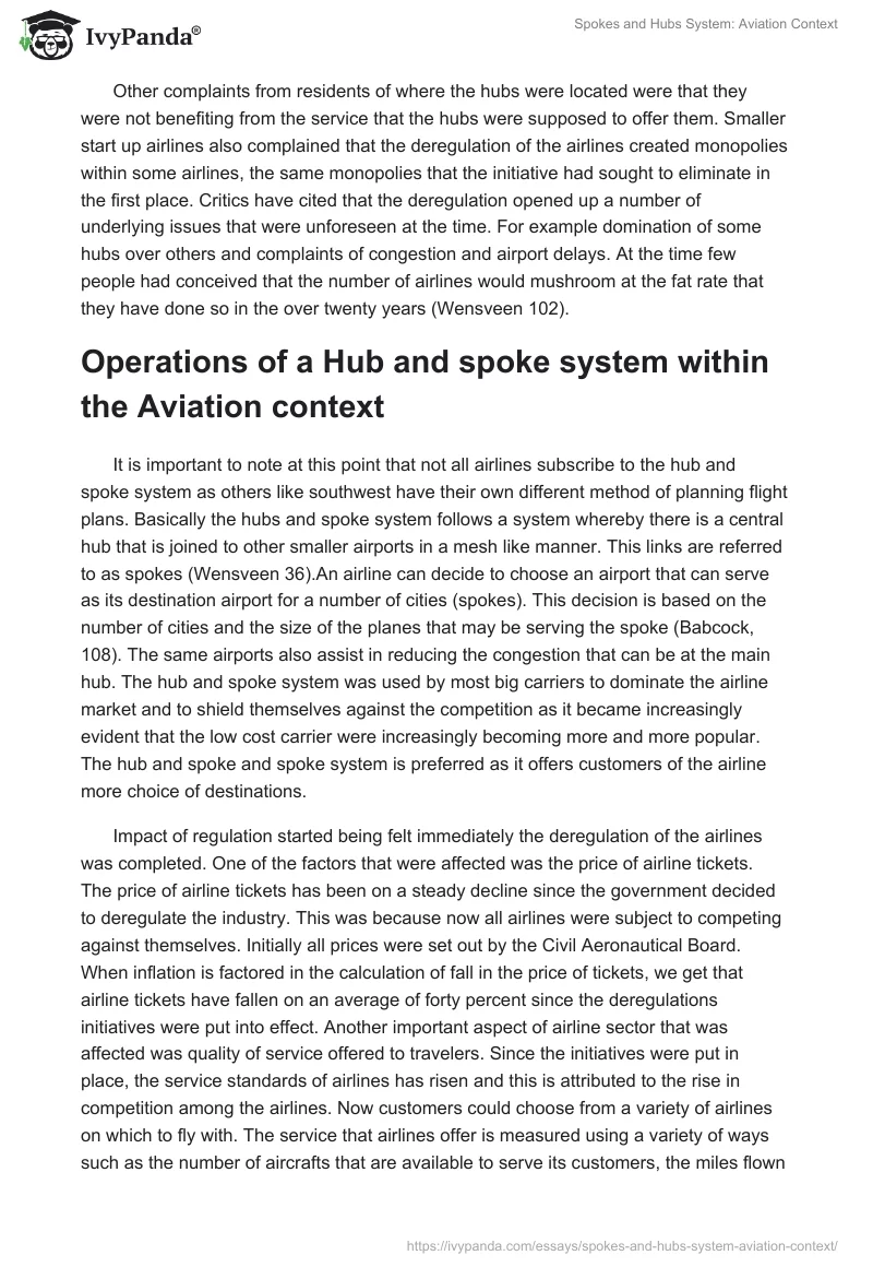 Spokes and Hubs System: Aviation Context. Page 3