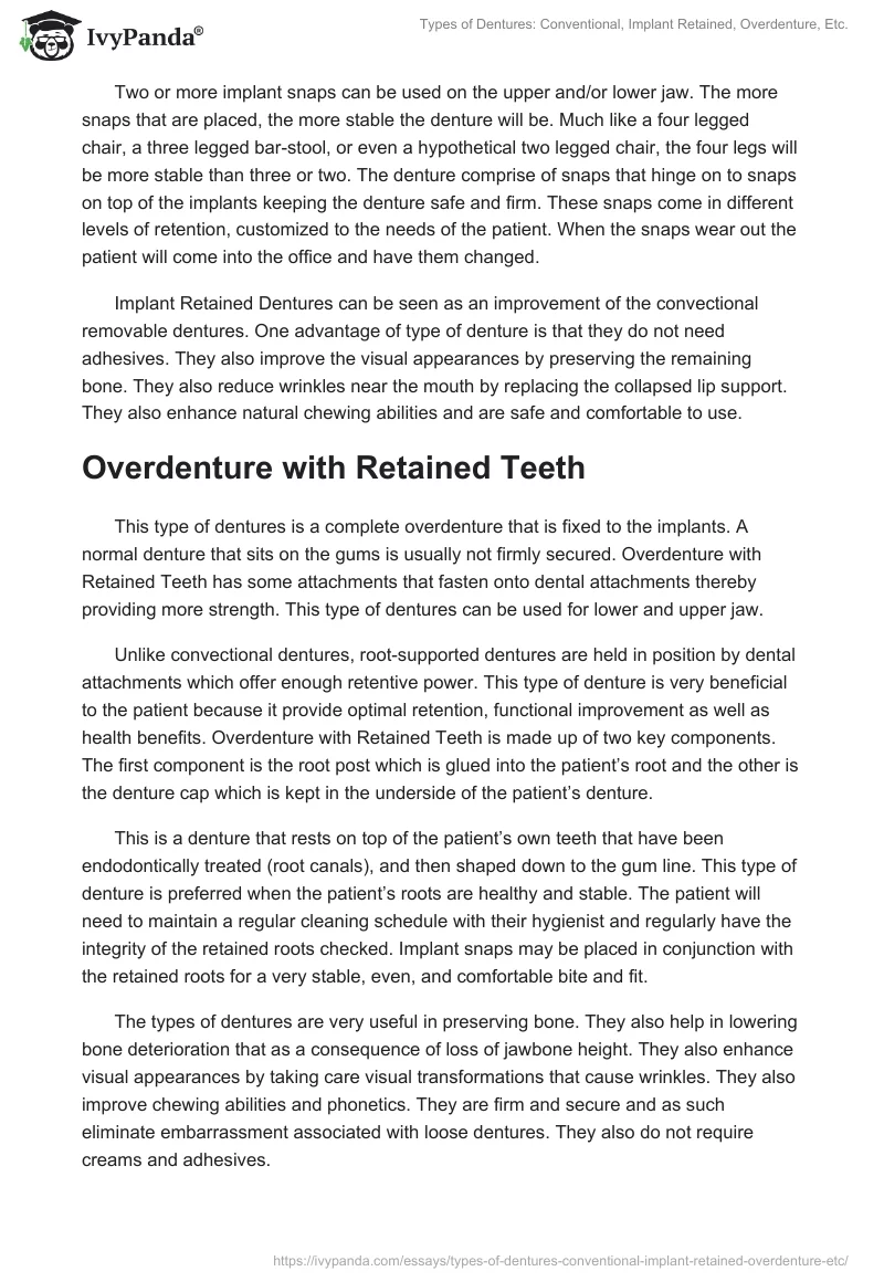 Types of Dentures: Conventional, Implant Retained, Overdenture, Etc.. Page 3