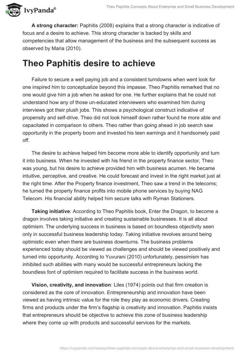 Theo Paphitis Concepts About Enterprise and Small Business Development. Page 2