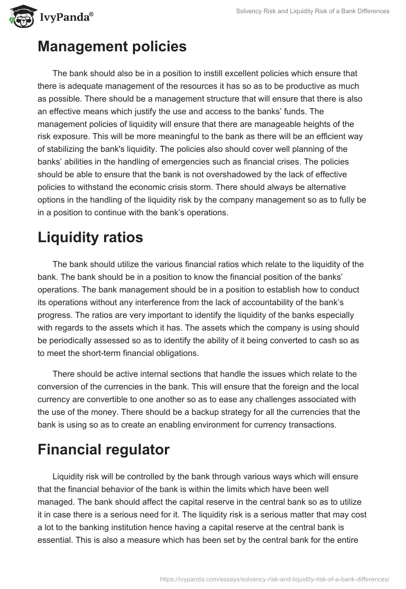 Solvency Risk and Liquidity Risk of a Bank Differences. Page 5