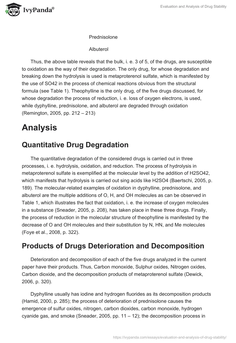 Evaluation and Analysis of Drug Stability. Page 4