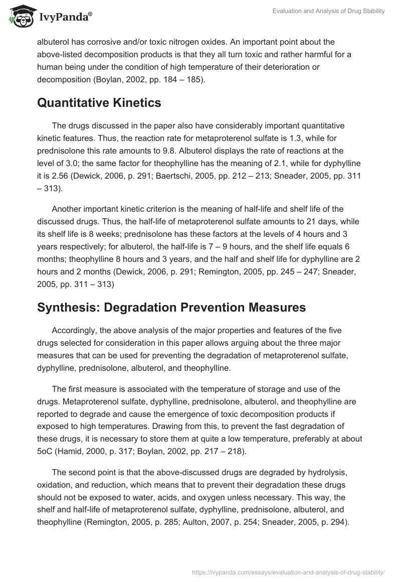 Evaluation and Analysis of Drug Stability. Page 5