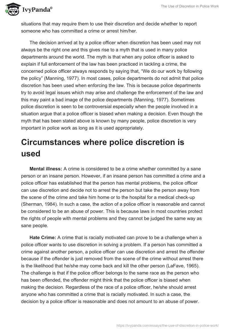 The Use of Discretion in Police Work. Page 2