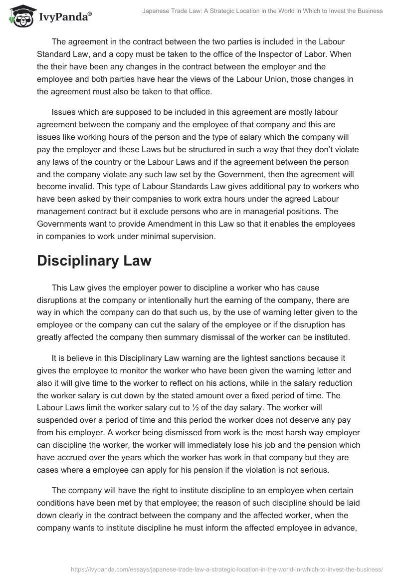 Japanese Trade Law: A Strategic Location in the World in Which to Invest the Business. Page 5