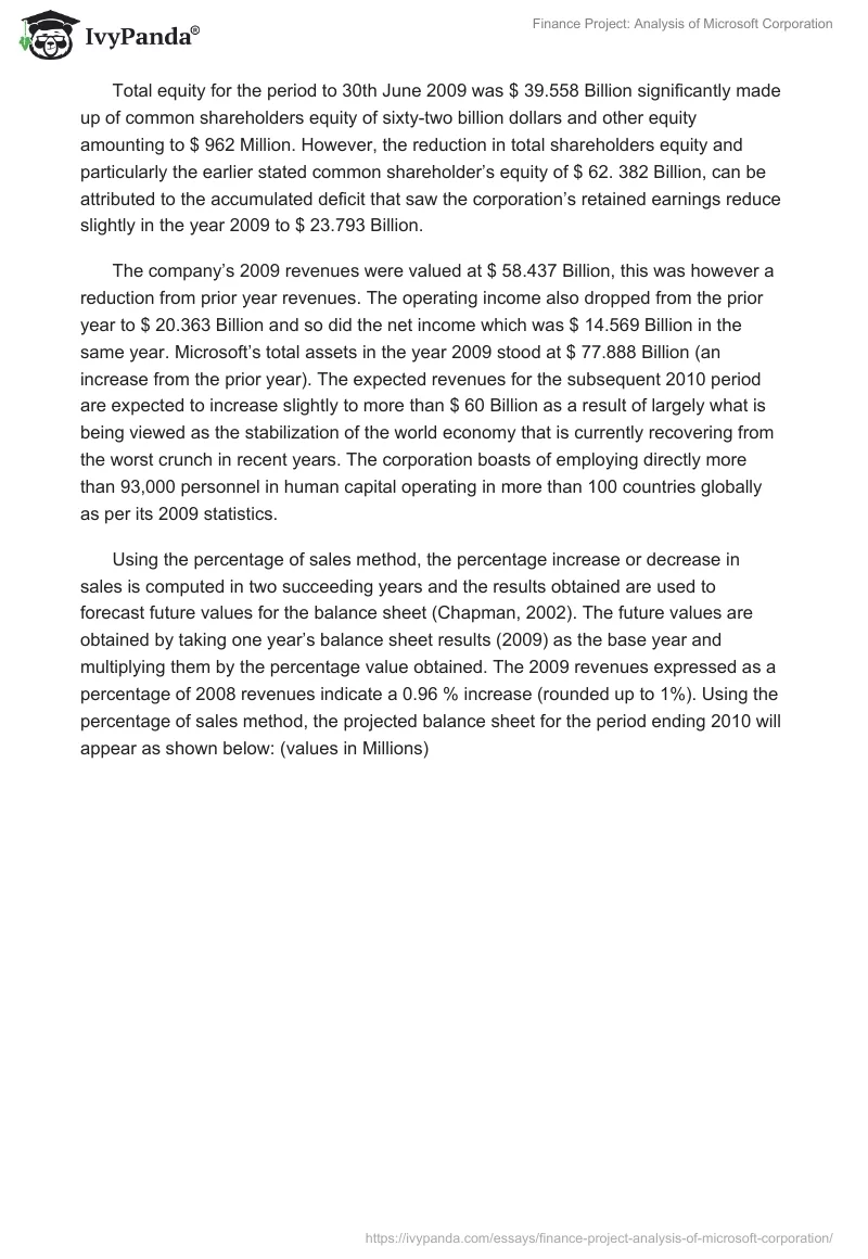 Finance Project: Analysis of Microsoft Corporation. Page 2