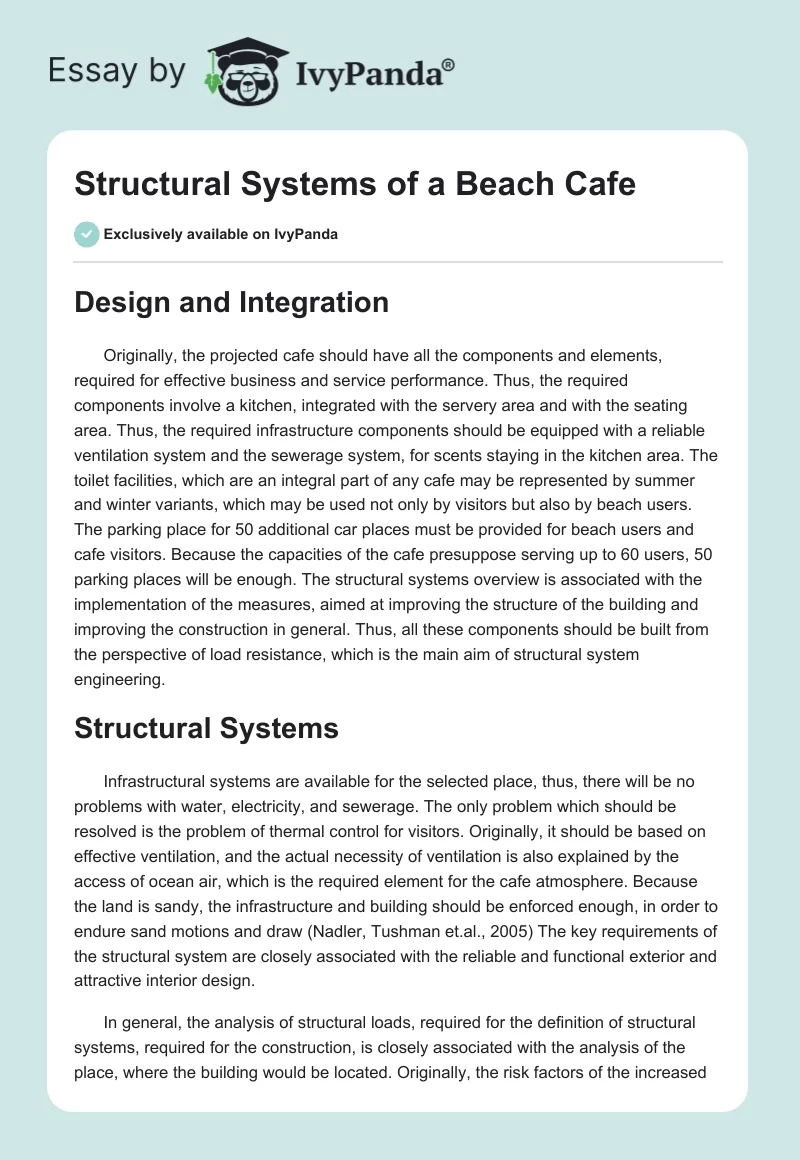 Structural Systems of a Beach Cafe. Page 1