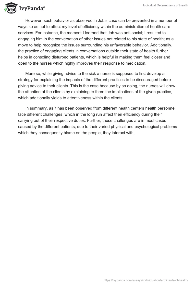 Individual Determinants of Health. Page 2