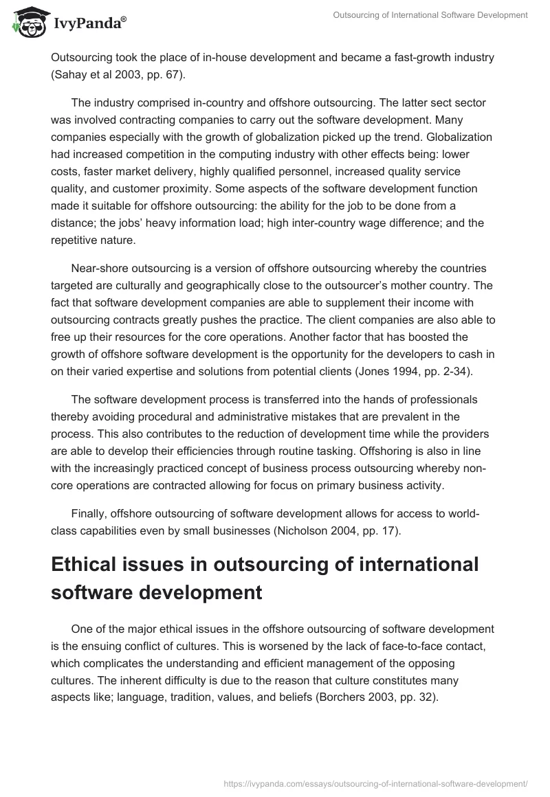 Outsourcing of International Software Development. Page 2