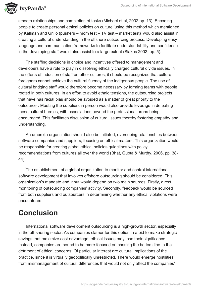 Outsourcing of International Software Development. Page 5