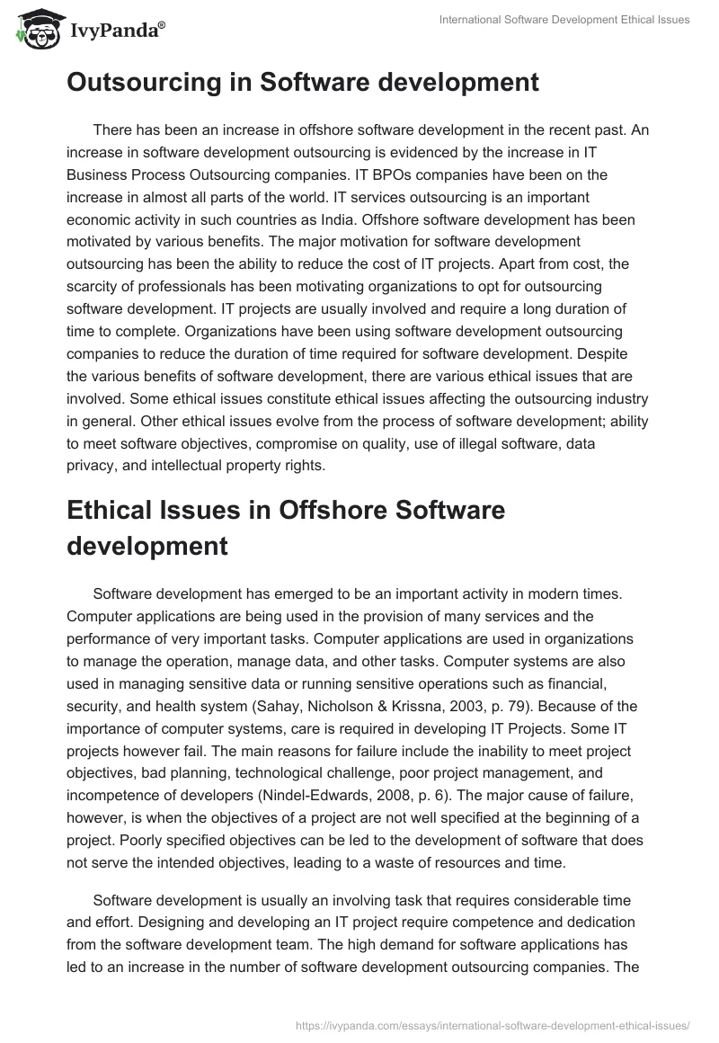 International Software Development Ethical Issues. Page 2