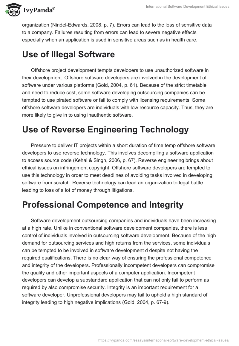International Software Development Ethical Issues. Page 4