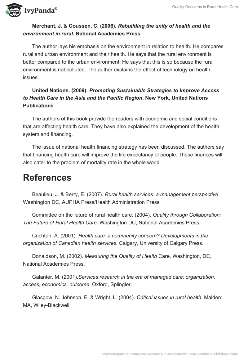 Quality Concerns in Rural Health Care. Page 4