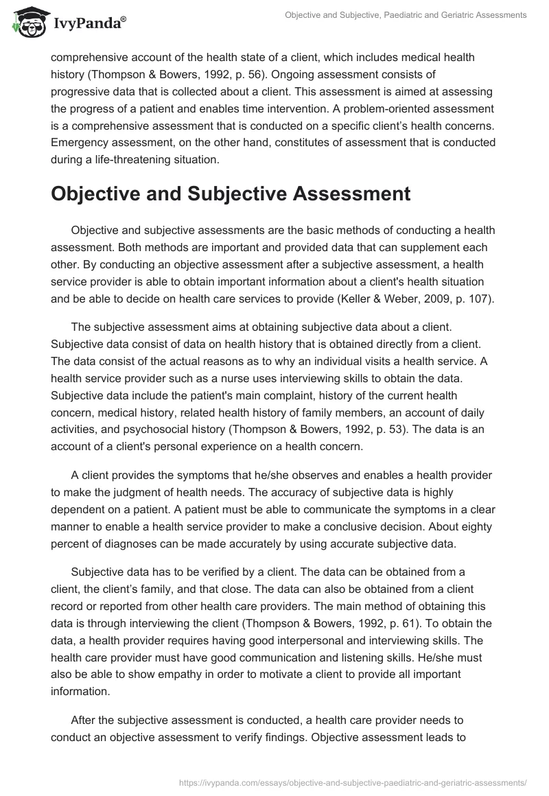 Objective and Subjective, Paediatric and Geriatric Assessments. Page 2