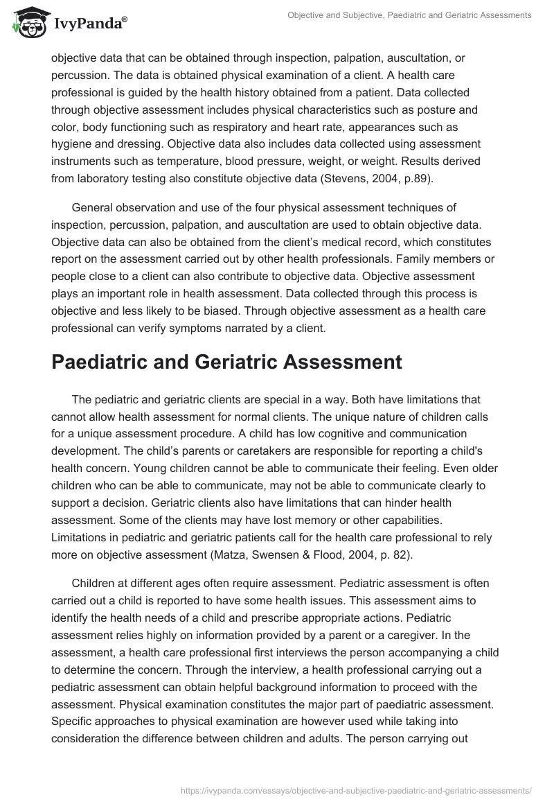 Objective and Subjective, Paediatric and Geriatric Assessments. Page 3