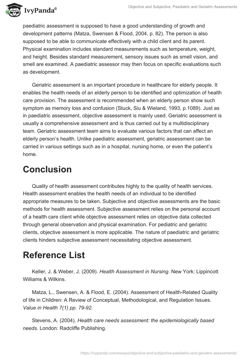 Objective and Subjective, Paediatric and Geriatric Assessments. Page 4