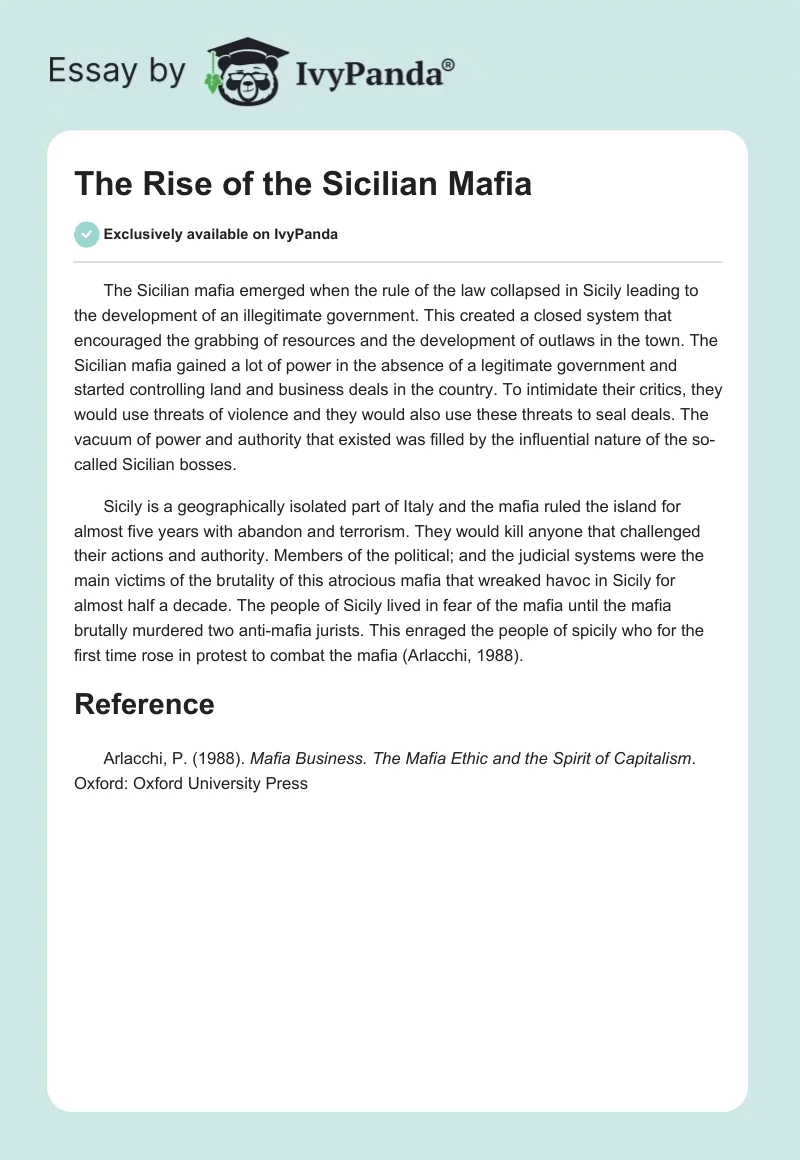 The Rise of the Sicilian Mafia. Page 1