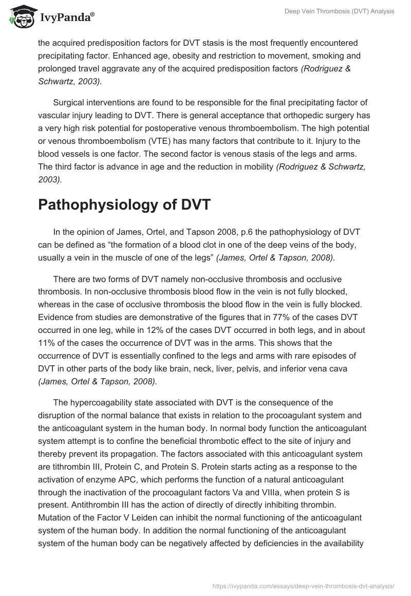 Deep Vein Thrombosis (DVT) Analysis. Page 2