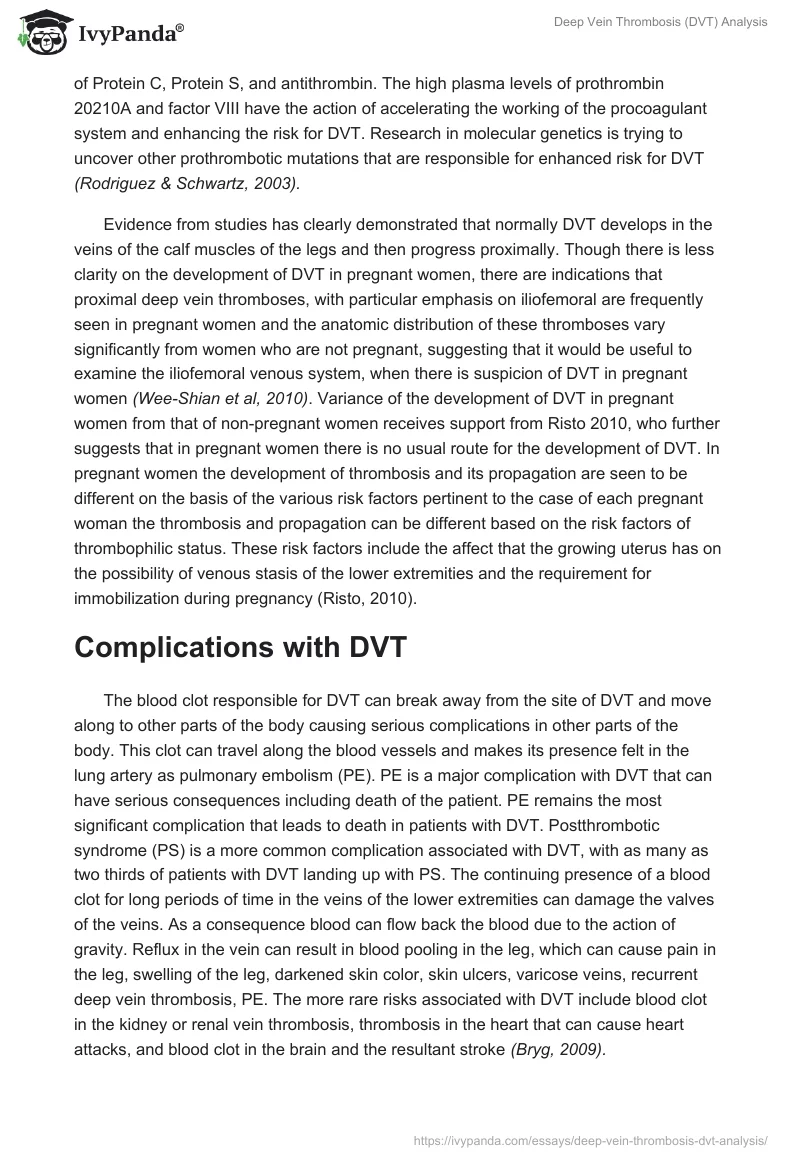 Deep Vein Thrombosis (DVT) Analysis. Page 3