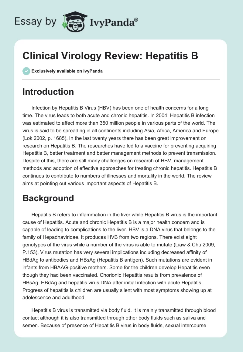 Clinical Virology Review: Hepatitis B. Page 1