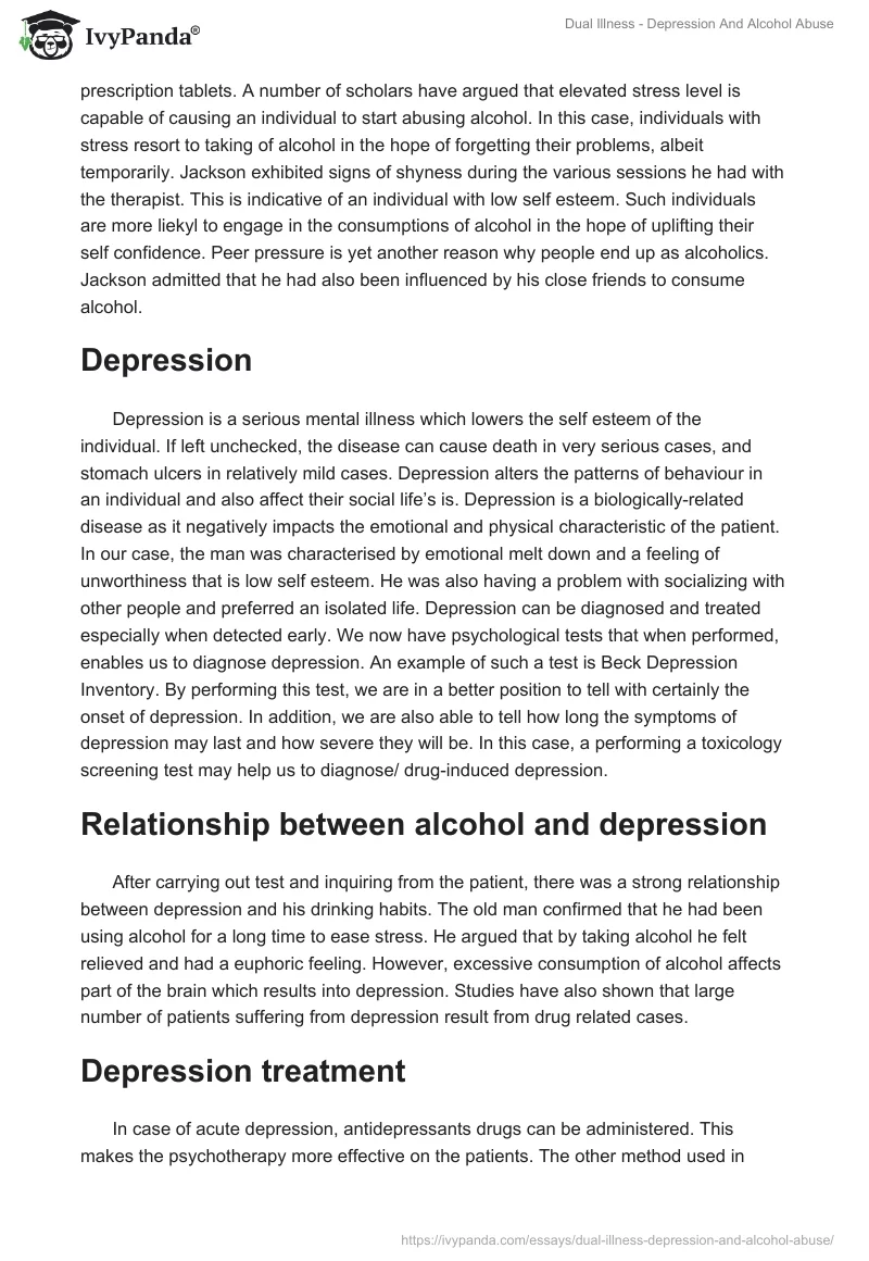 Dual Illness - Depression and Alcohol Abuse. Page 2