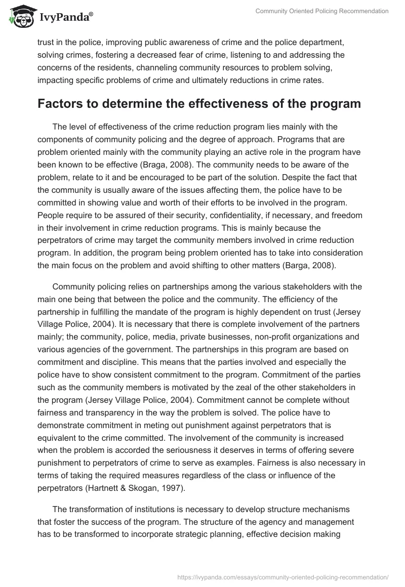 Community Oriented Policing Recommendation. Page 3