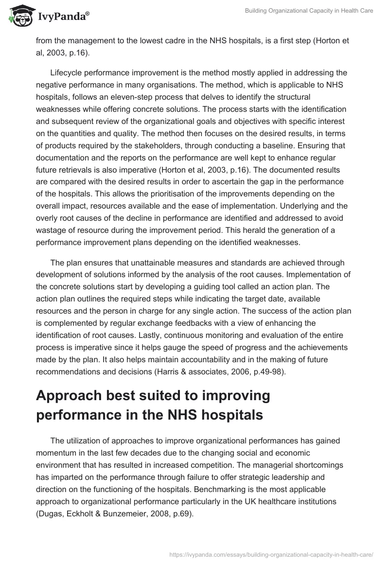 Building Organizational Capacity in Health Care. Page 5