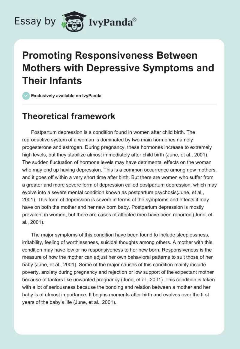 Promoting Responsiveness Between Mothers with Depressive Symptoms and Their Infants. Page 1