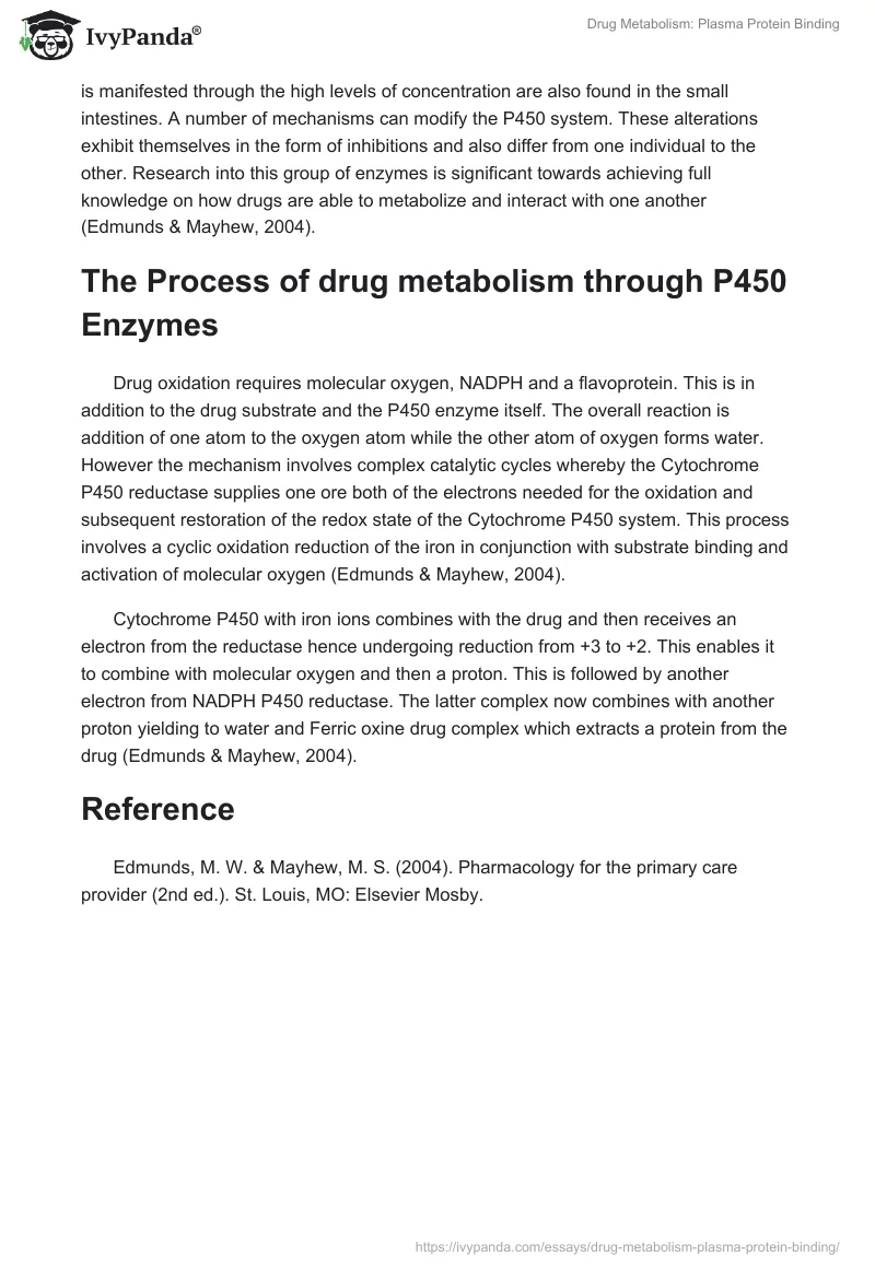 Drug Metabolism: Plasma Protein Binding. Page 2