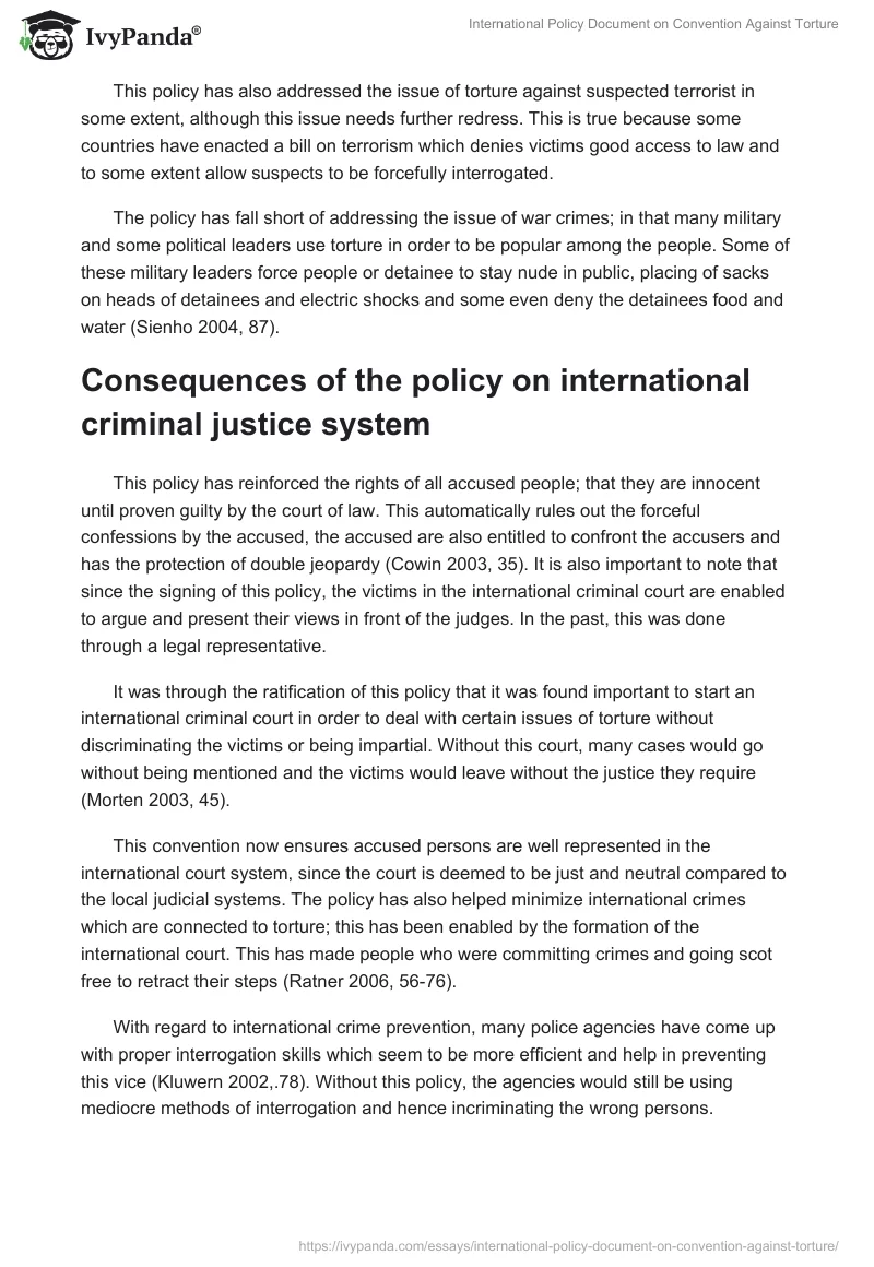International Policy Document on Convention Against Torture. Page 3