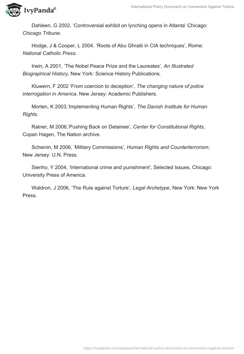 International Policy Document on Convention Against Torture. Page 5
