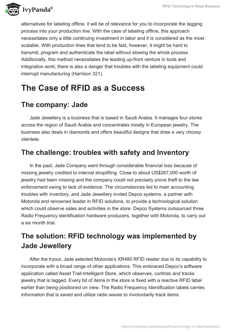 RFID Technology in Retail Business. Page 3